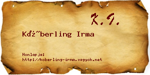 Köberling Irma névjegykártya